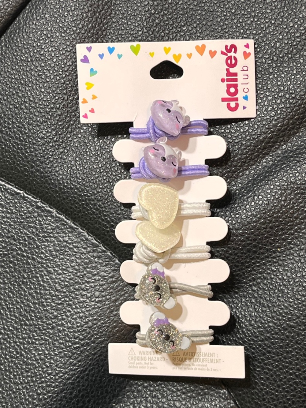 Claire’s Kids Animal Hair Ties Set of 6 | Purple White Gray | NWT